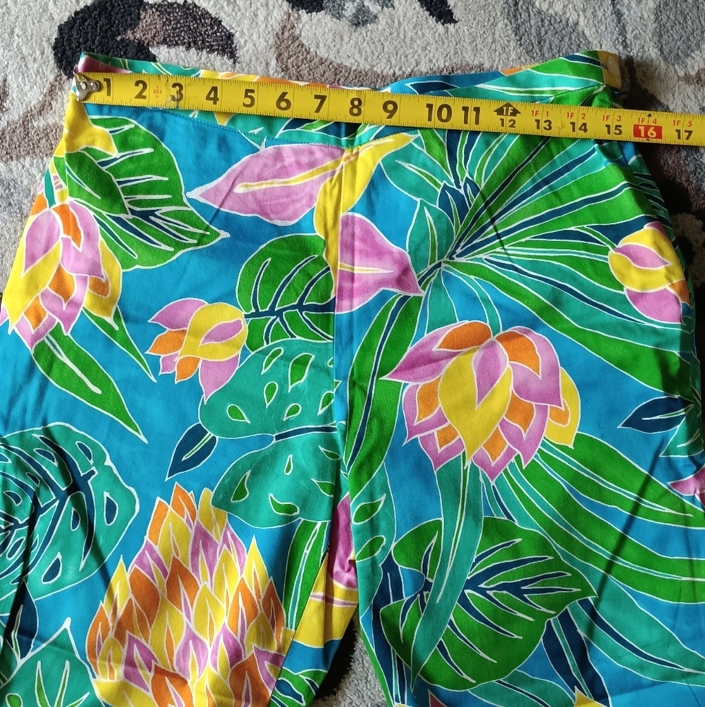 Lauren Ralph Lauren Tropical Print Ankle Pants Side Zip Colorful Sz 10 - Picture 11 of 15